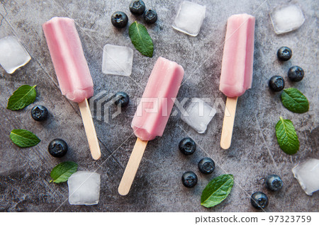 Homemade blueberry ice cream or popsicles Homemade blueberry ice cream or popsicles 97323759