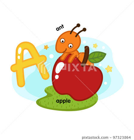 Alphabet Isolated Letter A-ant-apple illustration vector 97323864