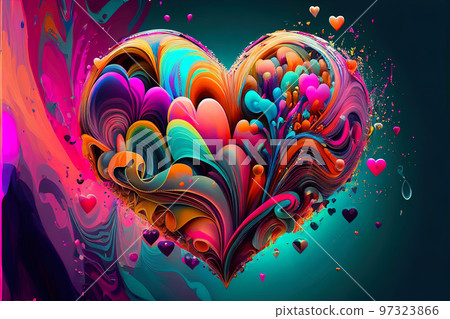 abstract illustration on the theme of love in the form of a fantastic heart as a symbol of the 97323866