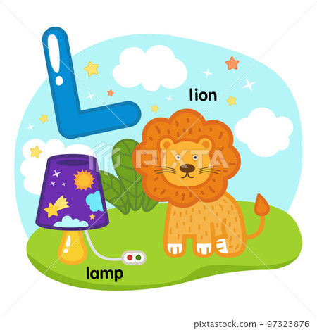 Alphabet Isolated Letter L-lamp-lion illustration vector 97323876
