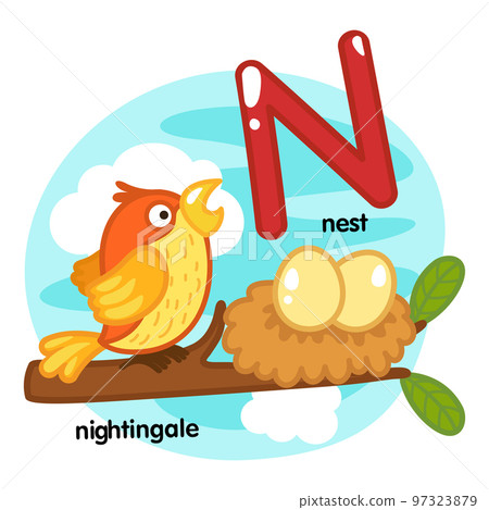Alphabet Isolated Letter N-nest-nightingale illustration vector 97323879