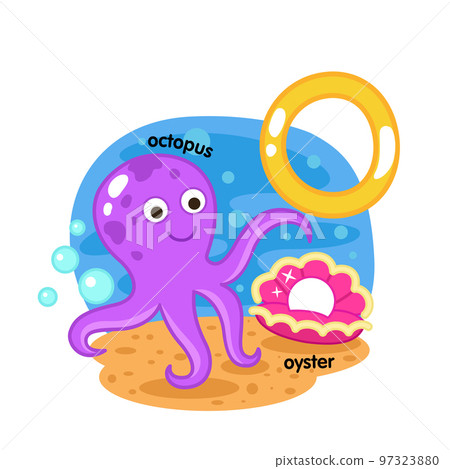 Alphabet Isolated Letter O-octopus-oyster illustration vector 97323880