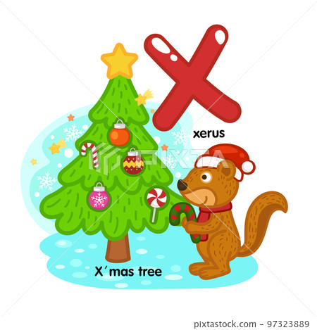 Alphabet Letter X-xerus-x mas tree illustration vector 97323889
