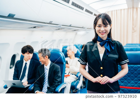 Cabin attendant working on board 97323910