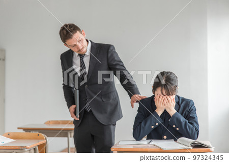 High school students and junior high school students who are depressed by stress and pressure at school / cram school (worried) 97324345