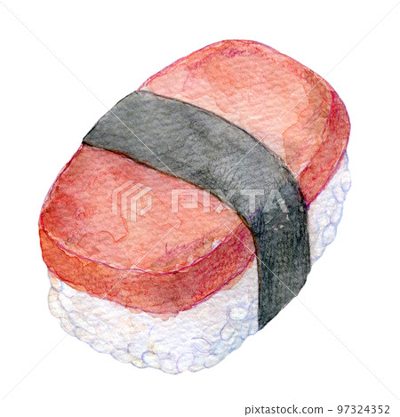 Spam rice ball spam sushi watercolor illustration 97324352