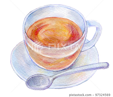 溫暖的茶水彩插圖 97324569