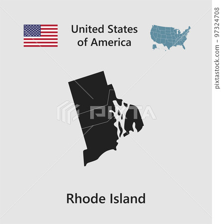 Vector map state Rhode Island, flag and map USA 97324708