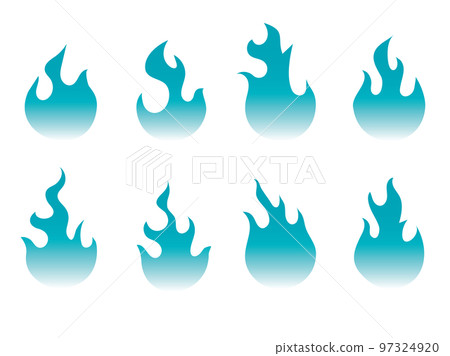 Flame icon set blue/gradation 97324920
