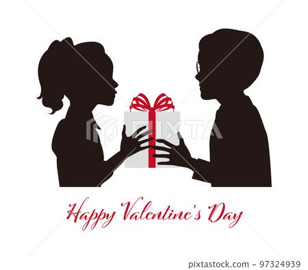 女孩和男孩剪影插畫素材矢量情人節生日 97324939