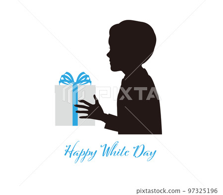 Boy holding a gift box illustration material vector white day birthday Boy holding a gift box illustration material vector white day birthday 97325196