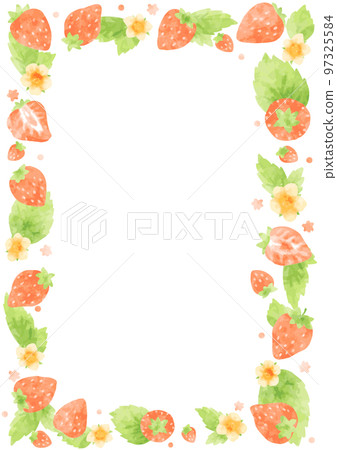 Warm and cute hand drawn strawberry frame 97325584