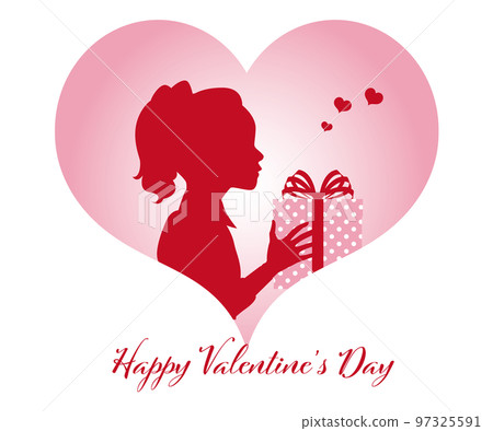 Valentine's day illustration material vector girl heart present 97325591
