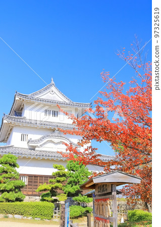 【香川縣】紅葉紅葉的秋天丸龜城（現存的天守閣和石牆） 97325619