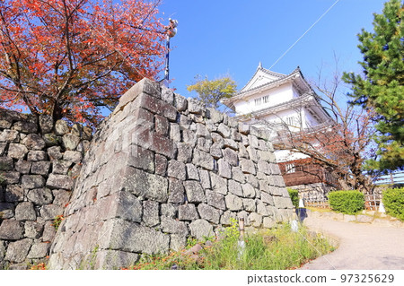 【香川縣】紅葉紅葉的秋天丸龜城（現存的天守閣和石牆） 97325629