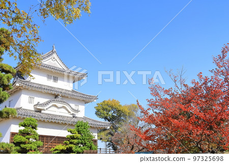 【香川縣】紅葉紅葉的秋天丸龜城（現存的天守閣和石牆） 97325698