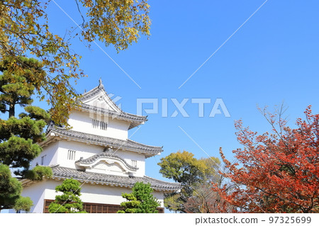 【香川縣】紅葉紅葉的秋天丸龜城（現存的天守閣和石牆） 97325699