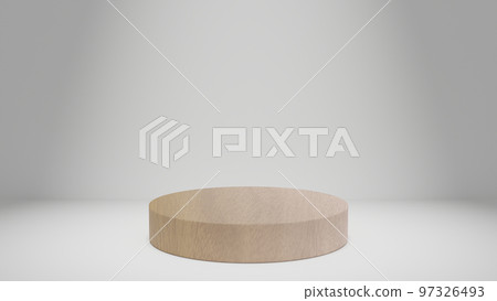3D render. wooden podium and white background. product presentation 3D render. wooden podium and white background. product presentation 97326493