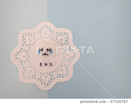 End word and crying face of wool felt 97326767