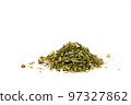 Pile of salted salad herbs isolated on white background 97327862