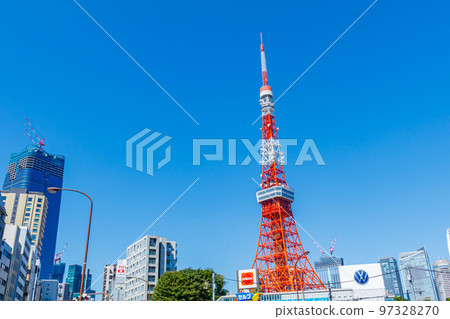 [Urban scenery of Tokyo] Urban scenery around Akabane Bridge and Tokyo Tower 97328270