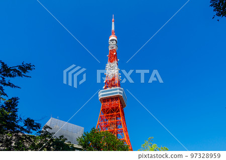 [東京都市風景] 東京鐵塔周圍的都市風景 97328959
