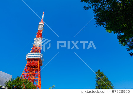 [東京都市風景] 東京鐵塔周圍的都市風景 97328960
