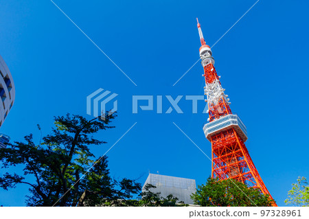[東京都市風景] 東京鐵塔周圍的都市風景 97328961