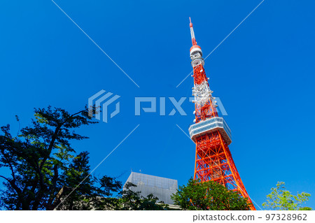 [東京都市風景] 東京鐵塔周圍的都市風景 97328962