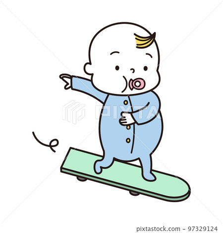 玩滑板的寶寶插畫素材 玩滑板的寶寶插畫素材 97329124