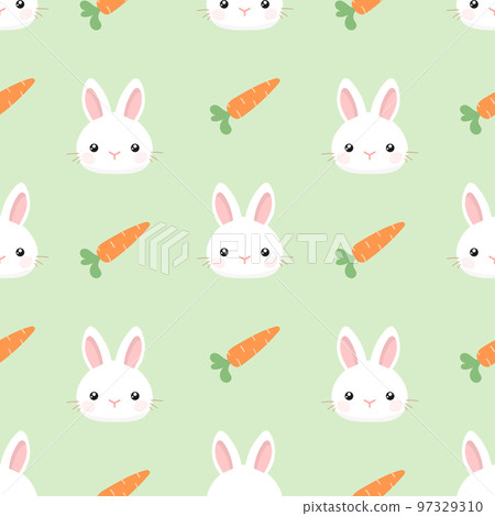 Cartoon bunny rabbit with carrot seamless pattern. Vector illustration 97329310