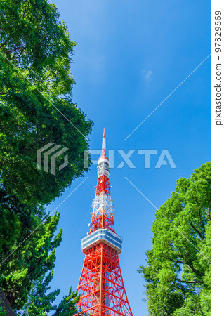 [東京都市風景] 東京鐵塔周圍的都市風景 97329869