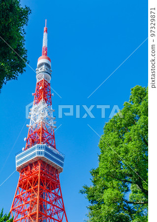 [東京都市風景] 東京鐵塔周圍的都市風景 97329871