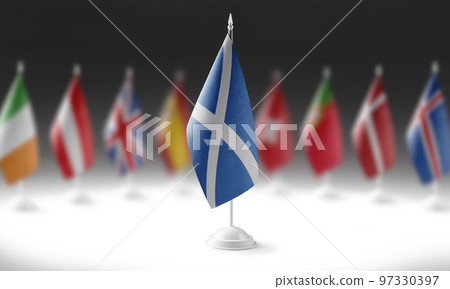 The national flag of the Scotland on the background of flags of other countries The national flag of the Scotland on the background of flags of other countries 97330397