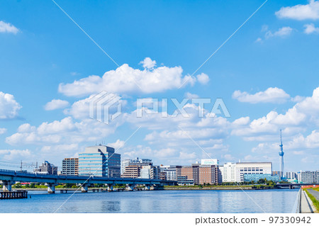 [東京都市風景] 夢之島周圍的都市風景 97330942