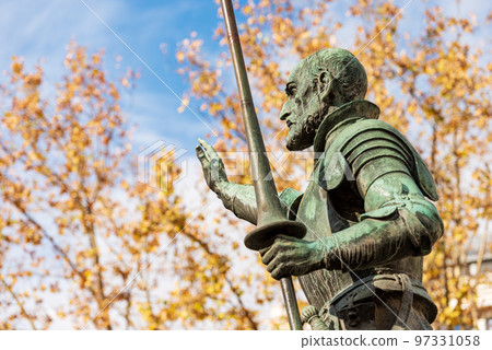 Bronze Statue of Don Quixote - Monument to Miguel de Cervantes Madrid Spain 97331058