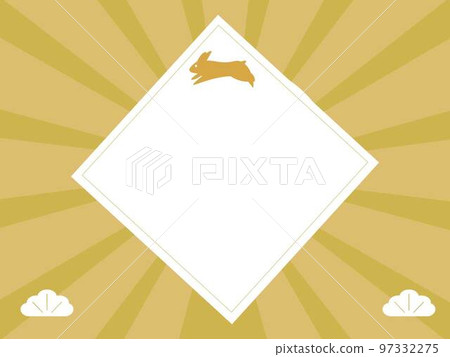 Gold and rabbit New Year's frame. Rabbit year background, luxury, fashion 97332275