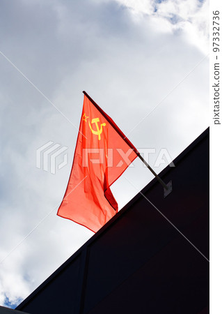 Flag of the USSR on the roof of the building Flag of the USSR on the roof of the building 97332736