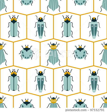 Modern bugs in rhombuses in art deco style 97332791