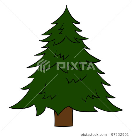 Cartoon Christmas tree. Vector illustration on a white background Cartoon Christmas tree. Vector illustration on a white background 97332901