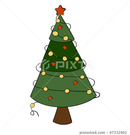 Cartoon Christmas tree. Vector illustration on a white background Cartoon Christmas tree. Vector illustration on a white background 97332902