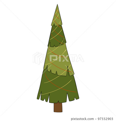 Cartoon Christmas tree. Vector illustration on a white background Cartoon Christmas tree. Vector illustration on a white background 97332903