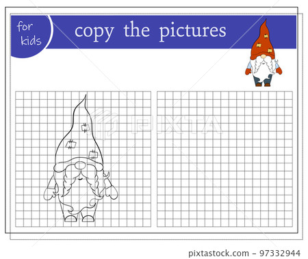 Copy the picture, educational games for children. Cartoon Christmas Gnome 97332944