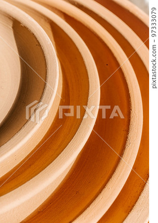 Abstract background and texture of terracotta plates. Abstract background and texture of terracotta plates. 97333079