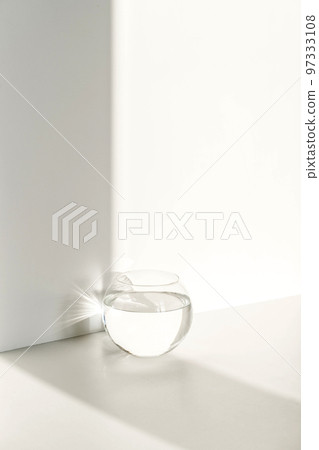 Aquarium with water on a sunny white background. 97333108