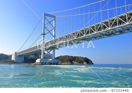 [Tokushima Prefecture] Onaruto Bridge and Whirlpools (Naruto Whirlpools) seen from a sightseeing boat 97333446