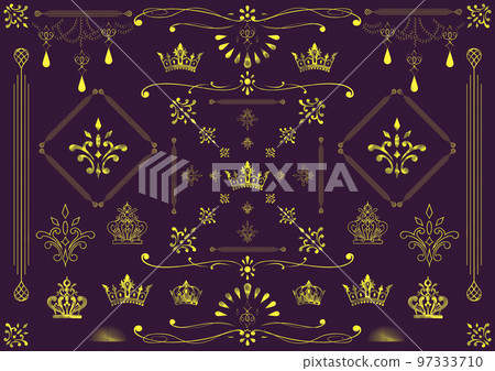 Swirl crown heraldic style decorative pattern ~gold~ 97333710