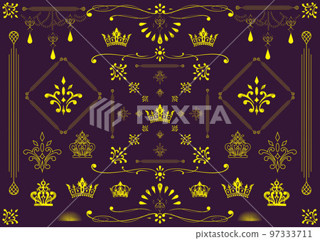 Swirl crown heraldic style decorative pattern ~bright gold~ Swirl crown heraldic style decorative pattern ~bright gold~ 97333711