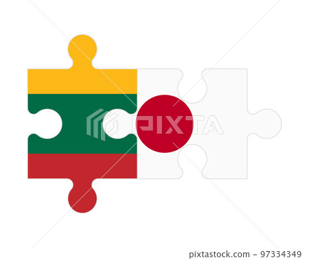 Puzzle of flags of Lithuania and Japan, vector Puzzle of flags of Lithuania and Japan, vector 97334349