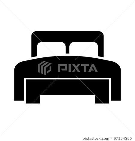 Double bed silhouette icon. Bed for two. vector. 97334590